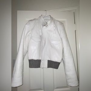 2007 White Leather Balenciaga Bomber Jacket